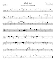 Partition ténor viole de gambe 2, basse clef, madrigaux, East, Michael par Michael East