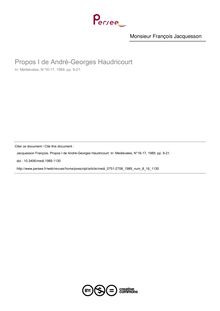 Propos I de André-Georges Haudricourt - article ; n°16 ; vol.8, pg 9-21