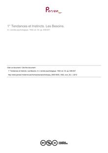 Tendances et Instincts. Les Besoins. - compte-rendu ; n°1 ; vol.33, pg 636-637