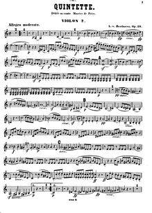 Partition violon 2, corde quintette No.2, Op.29, C major, Beethoven, Ludwig van