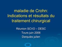 Indications et résultats du traitement chirurgical  dans la maladie de  Crohn