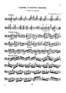 Partition complète, Caprice en pour Form of a Chaconne after a Theme by Schumann, Op.43 par Julius Klengel