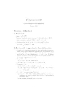 Corrige BTSBIOTECH Mathematiques 2005