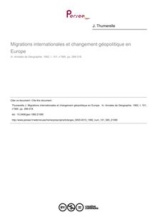 Migrations internationales et changement géopolitique en Europe  - article ; n°565 ; vol.101, pg 289-318
