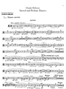 Partition altos, Danse Sacrée et Danse Profane, Deux Danses pour Harpe (ou Harpe chromatique ou piano) avec accompagnement d orchestre d instruments à cordes
