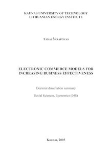 Elektroninės komercijos modeliai verslo efektyvumui didinti ; Electronic commerce models for increasing business effectiveness