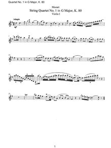 Partition violon 1, corde quatuor No.1, Lodi Quartet, G major, Mozart, Wolfgang Amadeus par Wolfgang Amadeus Mozart
