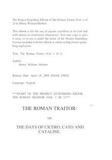 The Roman Traitor, Vol. 1