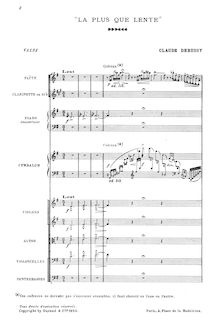 Partition Orchestral Score, La plus que lente, Debussy, Claude