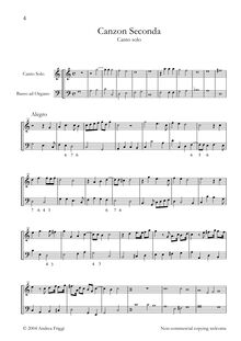 Partition complète, Canzon Seconda Canto solo, Frescobaldi, Girolamo