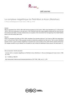 Le complexe mégalithique du Petit-Mont à Arzon (Morbihan) - article ; n°1 ; vol.2, pg 47-63
