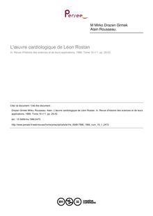 L œuvre cardiologique de Léon Rostan - article ; n°1 ; vol.19, pg 29-52
