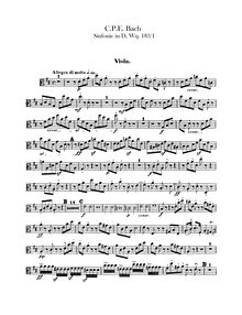 Partition altos, Symphonie, H.663, D Major, Bach, Carl Philipp Emanuel