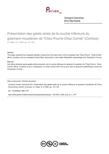 Présentation des galets striés de la couche inférieure du gisement moustérien de Chez Pourré-Chez Comte (Corrèze) - article ; n°1 ; vol.5, pg 121-125