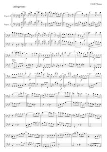 Partition , Allegretto, Sonate pour 2 Fagotter, Weyse, Christoph Ernst Friedrich