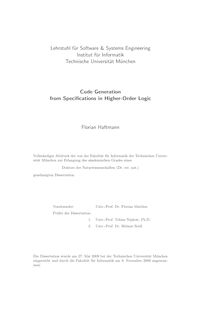 Code generation from specifications in higher-order logic [Elektronische Ressource] / Florian Haftmann