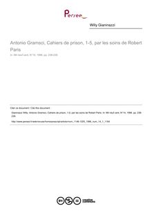 Antonio Gramsci, Cahiers de prison, 1-5, par les soins de Robert Paris  ; n°1 ; vol.14, pg 238-239