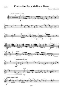 Partition de violon, Concertino No.1, Krähenbühl, Samuel