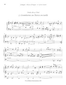 Partition , Cromhorne ou Tierce en taille, Livre d orgue No.1, Premier Livre d Orgue