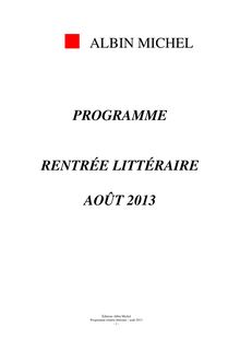 Albin Michel: programme de la rentrée littéraire 2013