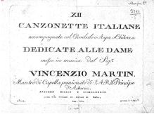 Partition complète, 12 Canzonette Italiane accompagnato col Cembalo o Arpa o Chitarra