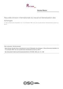 Nouvelle division internationale du travail et libéralisation des échanges - article ; n°1 ; vol.14, pg 68-75
