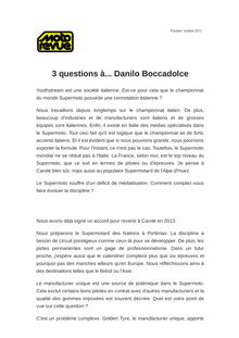 3 questions à... Danilo Boccadolce
