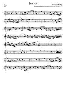 Partition ténor viole de gambe, octave aigu clef, A Plain et Easy Introduction to Practical Music par Thomas Morley