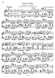 Partition Transcription pour piano solo - complete, Shawl-Polka, Op.343