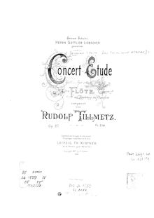 Partition flûte et partition de piano, Concert-Etude, Op.27, Tillmetz, Rudolf