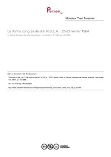 Le XVIIIe congrès de la F.N.S.E.A. : 25-27 lévrier 1964 - article ; n°5 ; vol.14, pg 972-988
