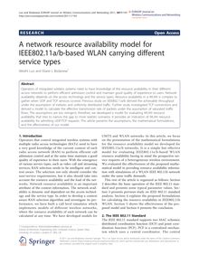 A network resource availability model for IEEE802.11a/b-based WLAN carrying different service types