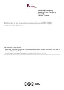 Bibliographie de lexicologie socio-politique (1983-1988)  ; n°1 ; vol.18, pg 125-127