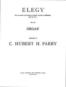 Partition complète, Elegy, A flat major, Parry, Charles Hubert Hastings