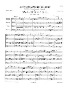Partition complète, flûte quatuor, Flute Quartet No.1 ; Quartet No.28 par Wolfgang Amadeus Mozart