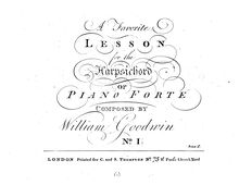 Partition complète, Sonata I en C major, Goodwin, William