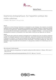 Epiphanies photographiques. Sur l apparition publique des entités collectives - article ; n°94 ; vol.17, pg 87-128