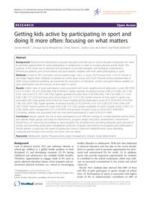 Getting kids active by participating in sport and doing It more often: focusing on what matters