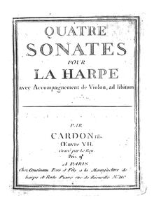 Partition de violon, 4 Sonates pour la Harpe avec Accompagnement de Violon, ad libitum