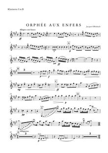 Partition clarinette 1 (B♭), Overture to Offenbach s opéra  Orphée aux Enfers 