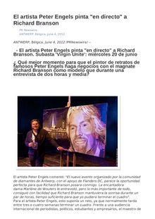 El artista Peter Engels pinta "en directo" a Richard Branson