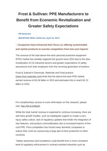 Frost & Sullivan: PPE Manufacturers to Benefit from Economic Revitalization and Greater Safety Expectations