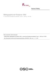 Bibliographie de l Océanie 1954  ; n°11 ; vol.11, pg 181-220