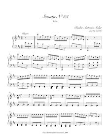 Partition Sonata R.84 en D major, clavier sonates R.81-90, Soler, Antonio par Antonio Soler