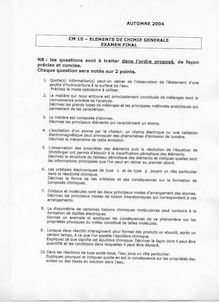 Eléments de chimie pour les STI/STL 2004 Tronc Commun Université de Technologie de Belfort Montbéliard