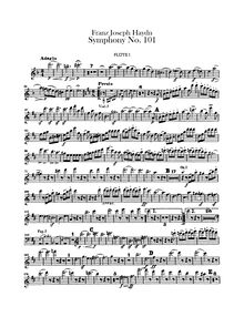 Partition flûte 1, 2, Symphony No.101 en D major “pour Clock”, Sinfonia No.101 “Die Uhr”
