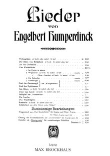 Partition complète, Dornröschen, Märchenoper in drei Akten, Humperdinck, Engelbert