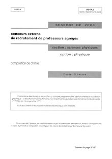 Composition de chimie - option physique 2004 Agrégation de sciences physiques Agrégation (Externe)