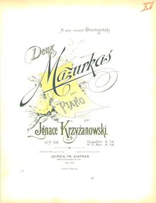 Score, 2 Mazurkas, Op.54, Krzyżanowski, Ignacy