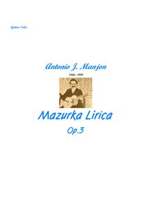 Partition complète, Mazurka Lírica, Op.3, A major, Manjón, Antonio Jimenez